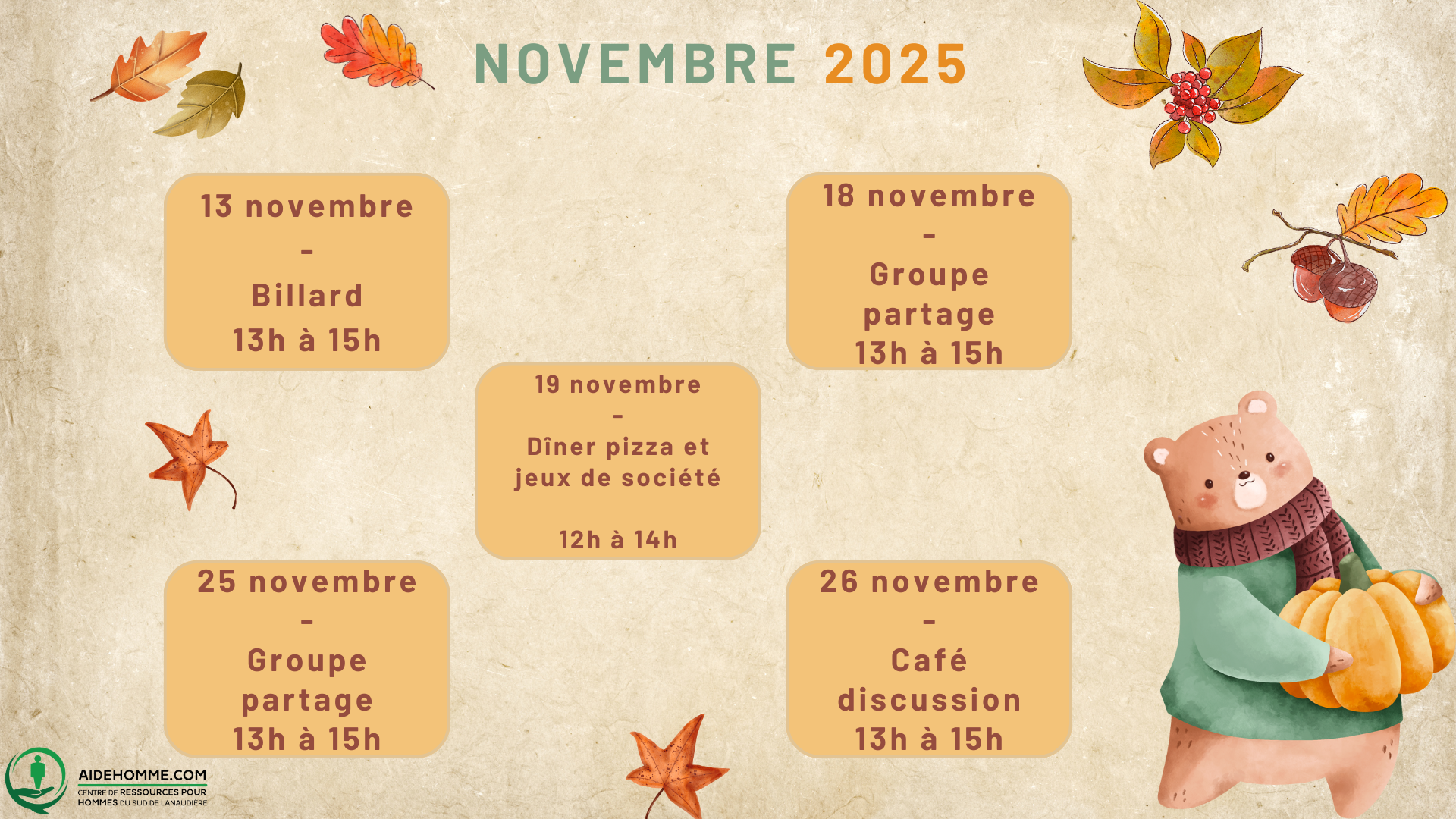 Activités - Novembre 2025