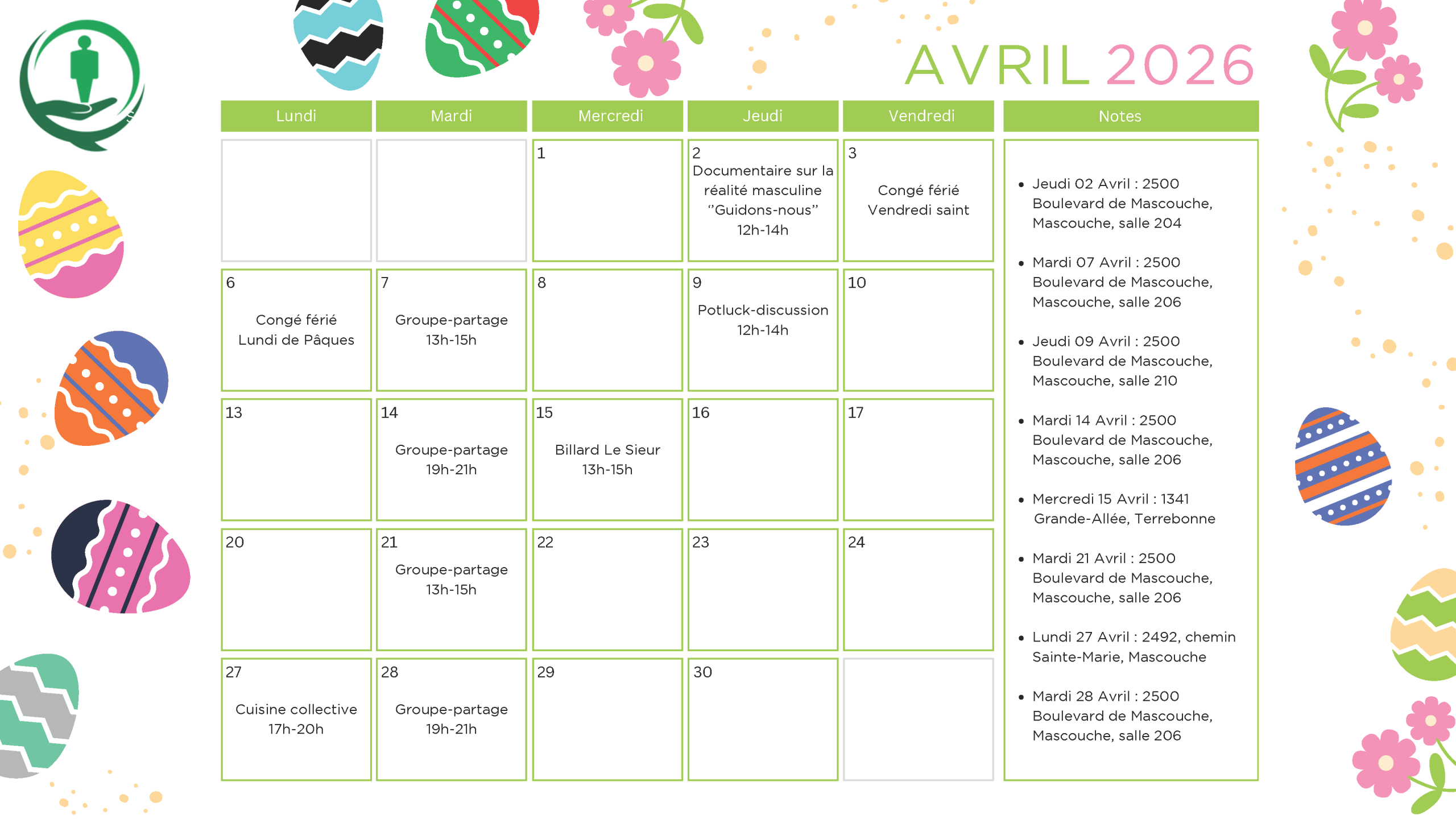 Activités - Avril 2026